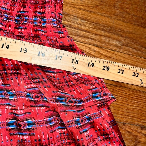 Aqua X Pendleton smocked mini skirt red medium tiered geometric lightweight - Picture 7 of 9